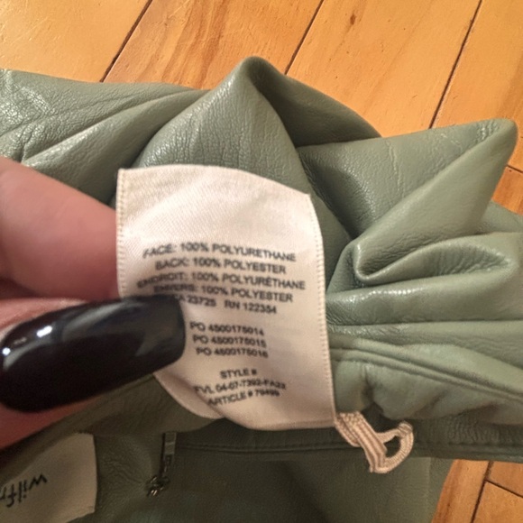 Wilfred Sage Green Pencil Faux Leather Skirt Size 00 - Picture 3 of 4